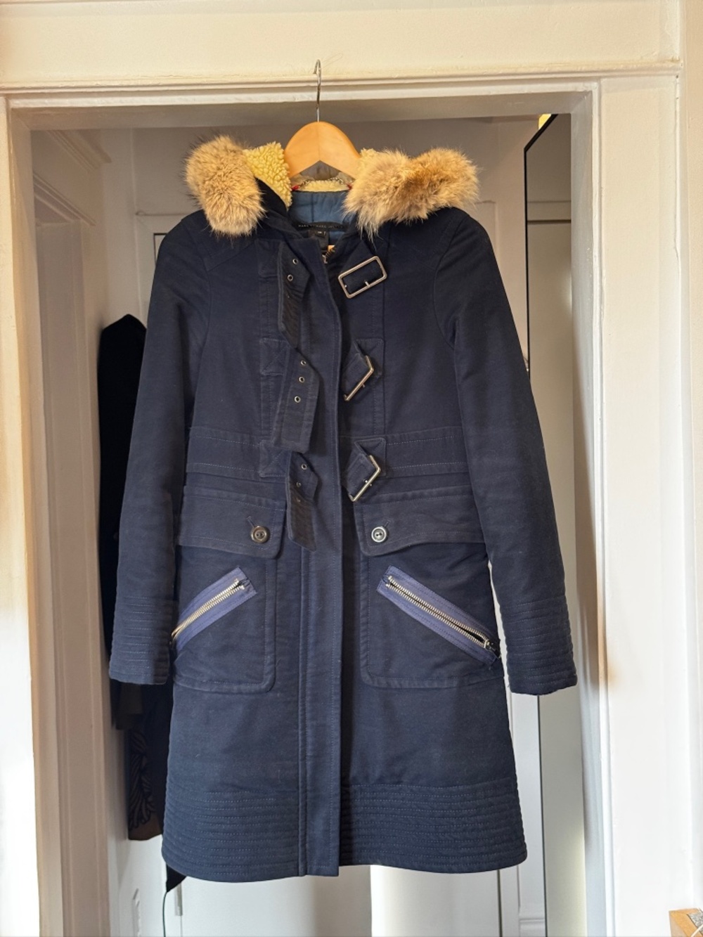 Marc by Marc Jacobs Moleskin Cotton Fur Hooded Parka